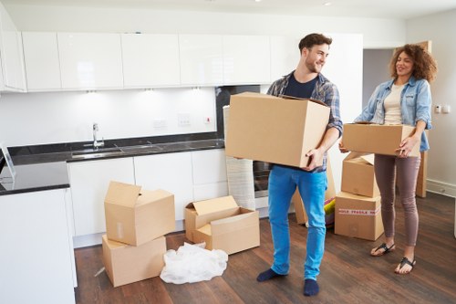Removal team loading items for a central London move